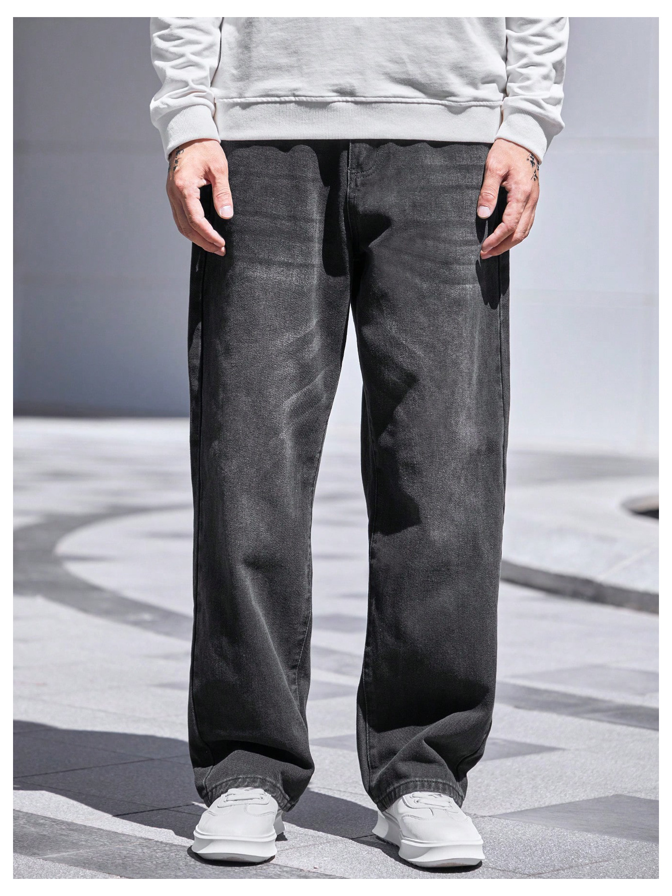 CoreRevo Men's High Waist Loose Jeans Baggy Straight Leg Denim Pants Trousers - Image 5