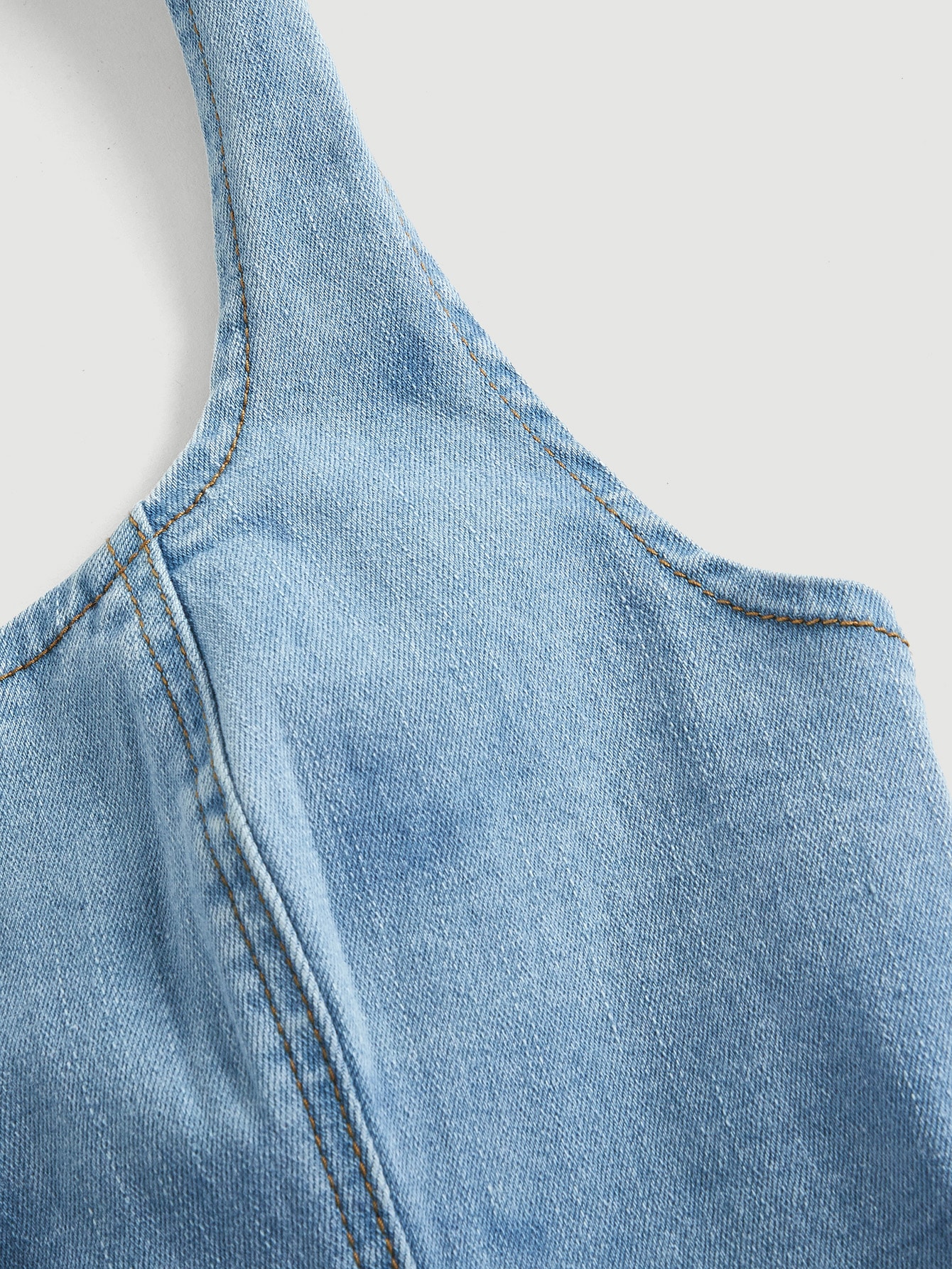 CoreRevo Women's Button Front Halter Neck Asymmetrical Denim Crop Top Jean Vest - Image 3