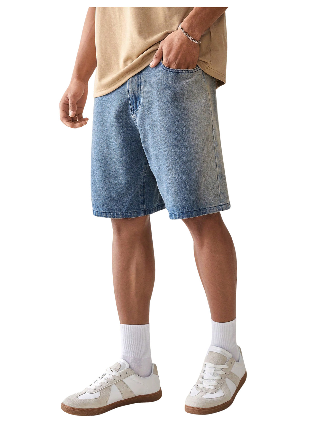 CoreRevo Men's Jorts Baggy Jeans Straight Leg Denim Shorts Casual Jean Shorts