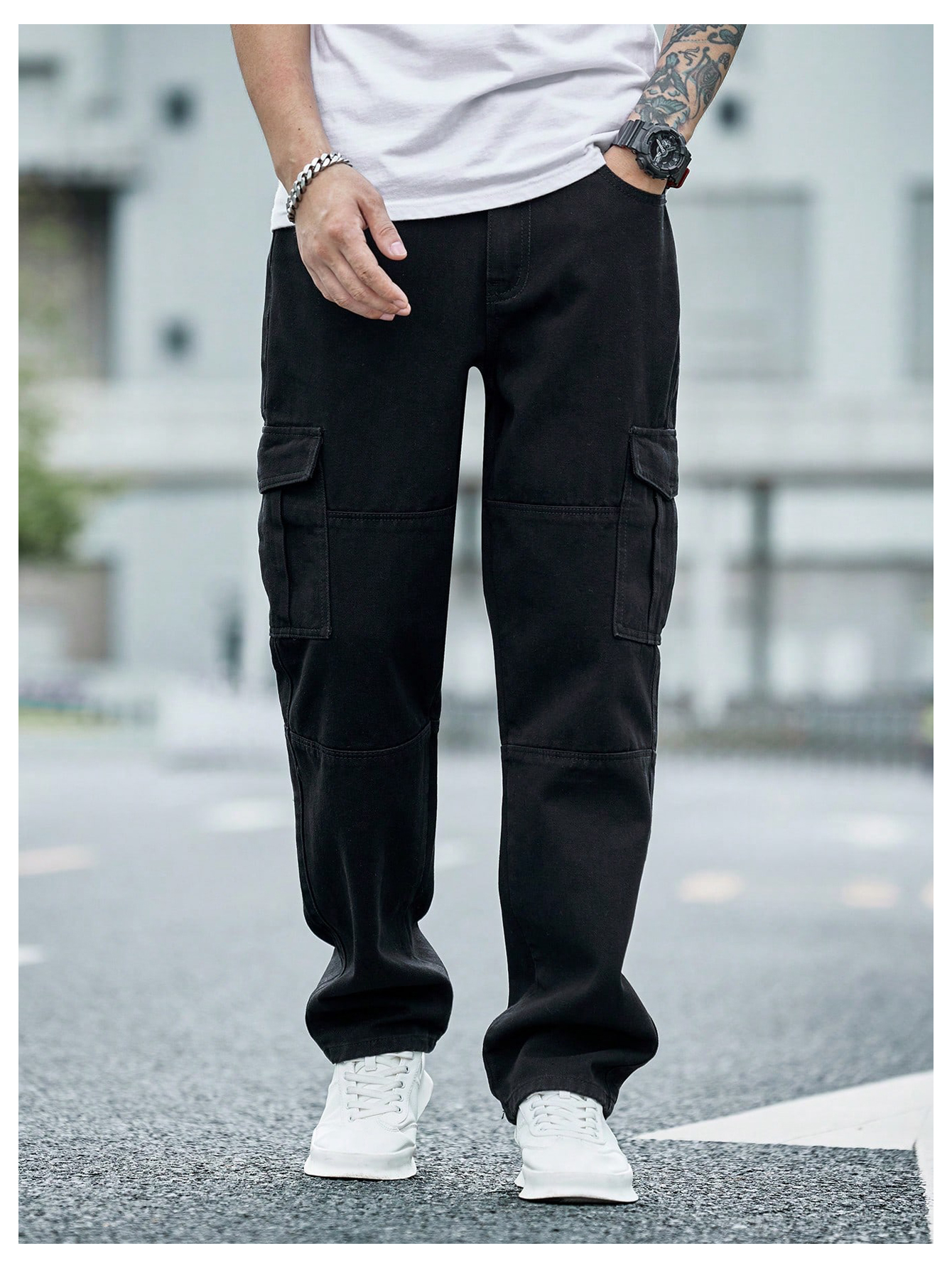 CoreRevo Men's Casual Denim Cargo Pants Jeans with Cargo Pockets - Image 4