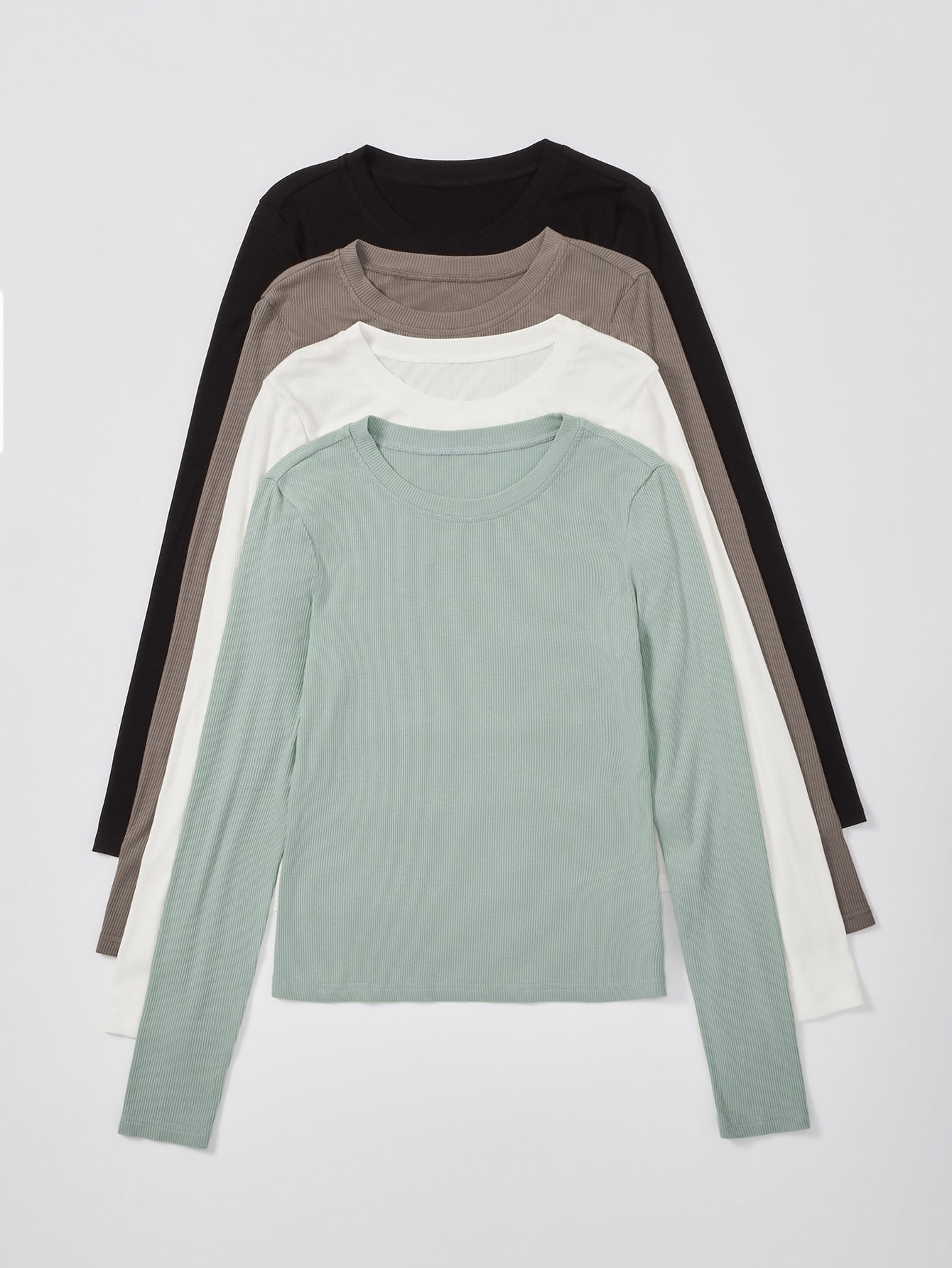 CoreRevo Women's 4 Piece Basic T Shirt Round Neck Long Sleeve Tee Top - Image 3