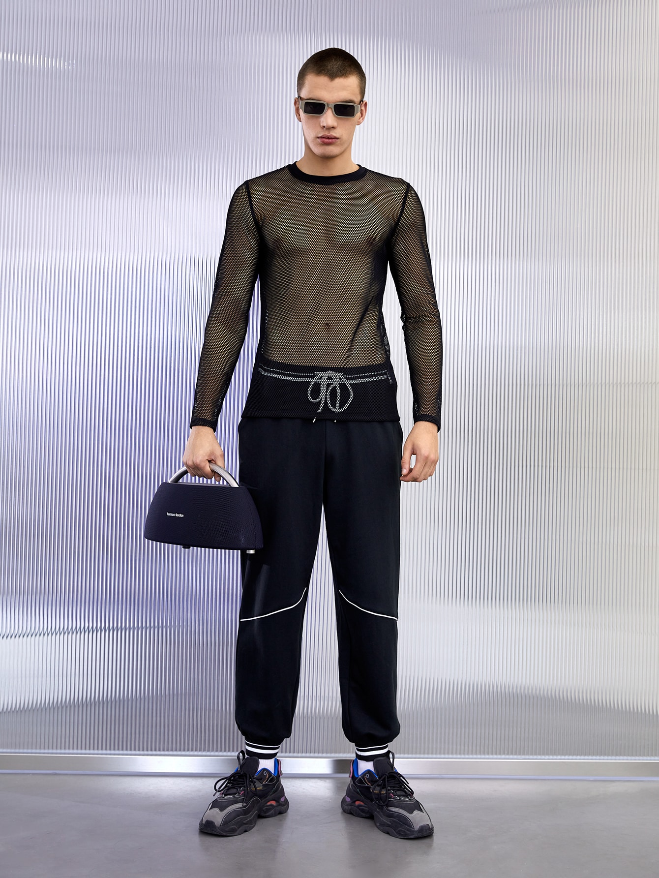 CoreRevo Men's Fishnet See Through Shirt Long Sleeve Muscle Undershirts Top Tee - Image 3