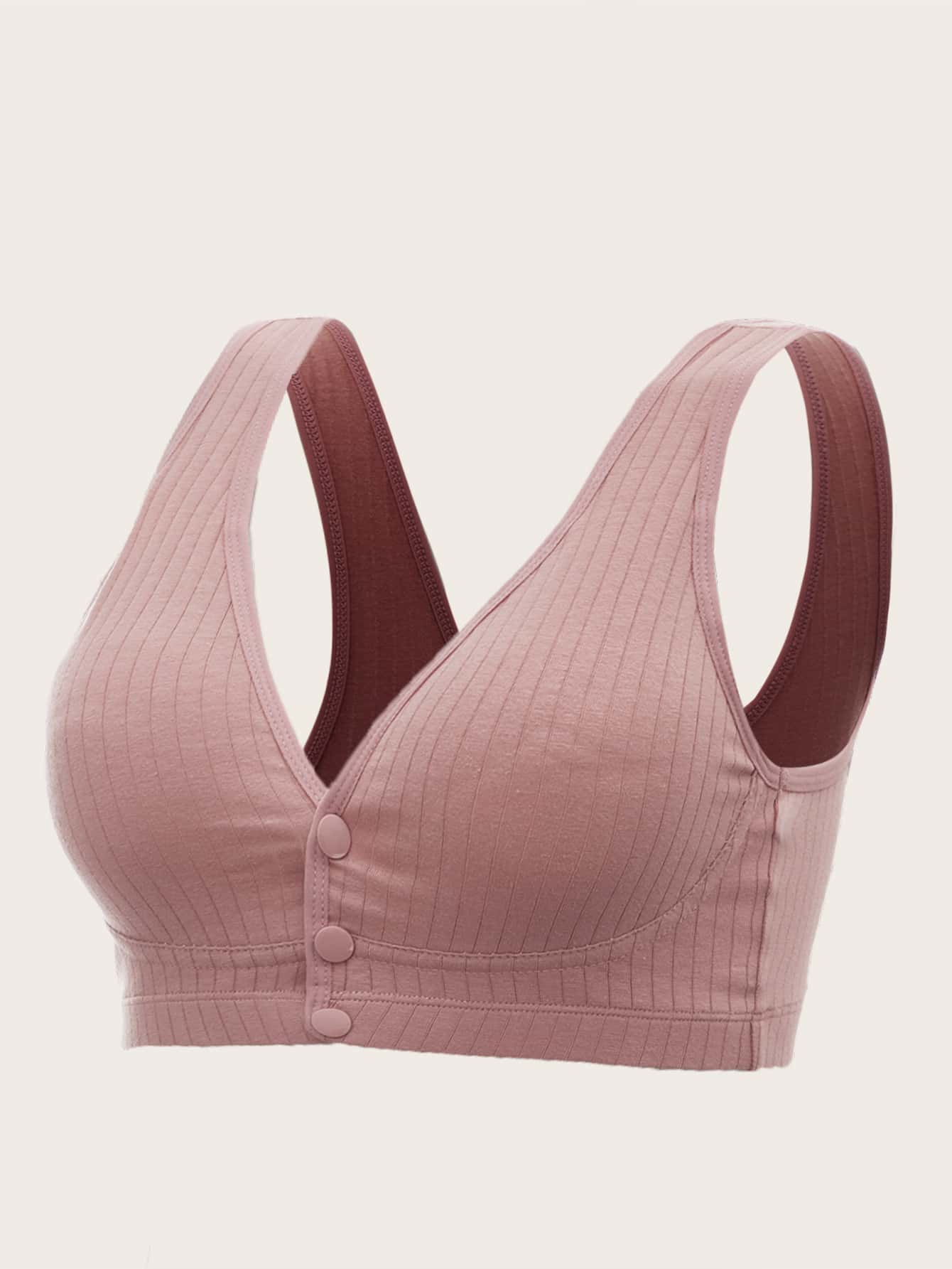 CoreRevo Women's Maternity 2 Pack Front Closure Bra Ribbed Button Up Push Up Bra - Image 5