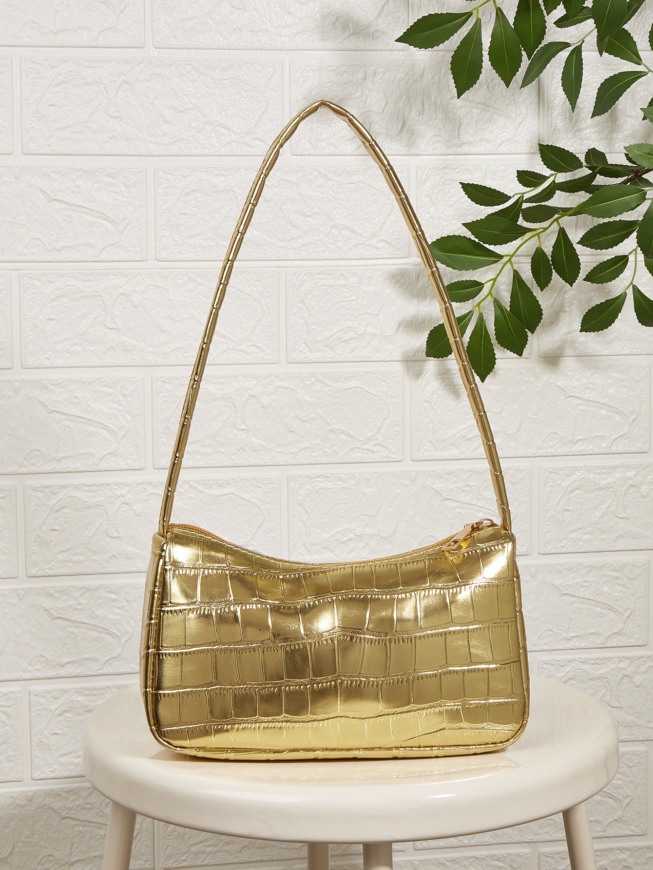 CoreRevo Women's Metallic Shoulder Bag PU Leather Handbag Top Handle Purse