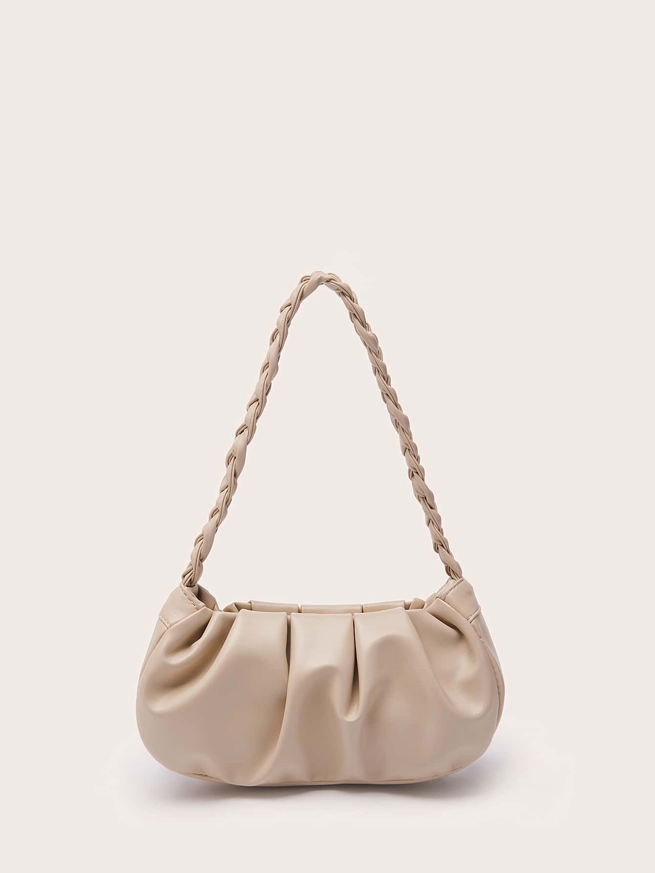 CoreRevo Women's Pleated PU Leather Shoulder Bags Clutch Handbag with Braided Handles