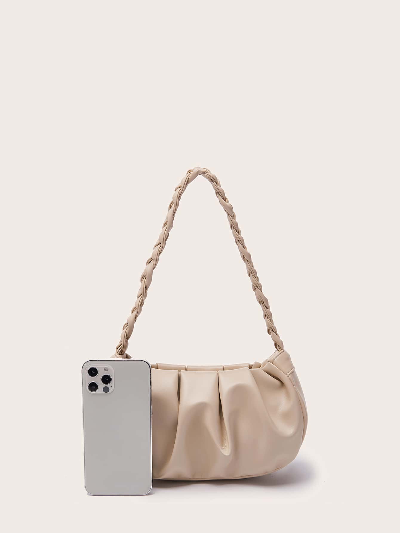 CoreRevo Women's Pleated PU Leather Shoulder Bags Clutch Handbag with Braided Handles - Image 3
