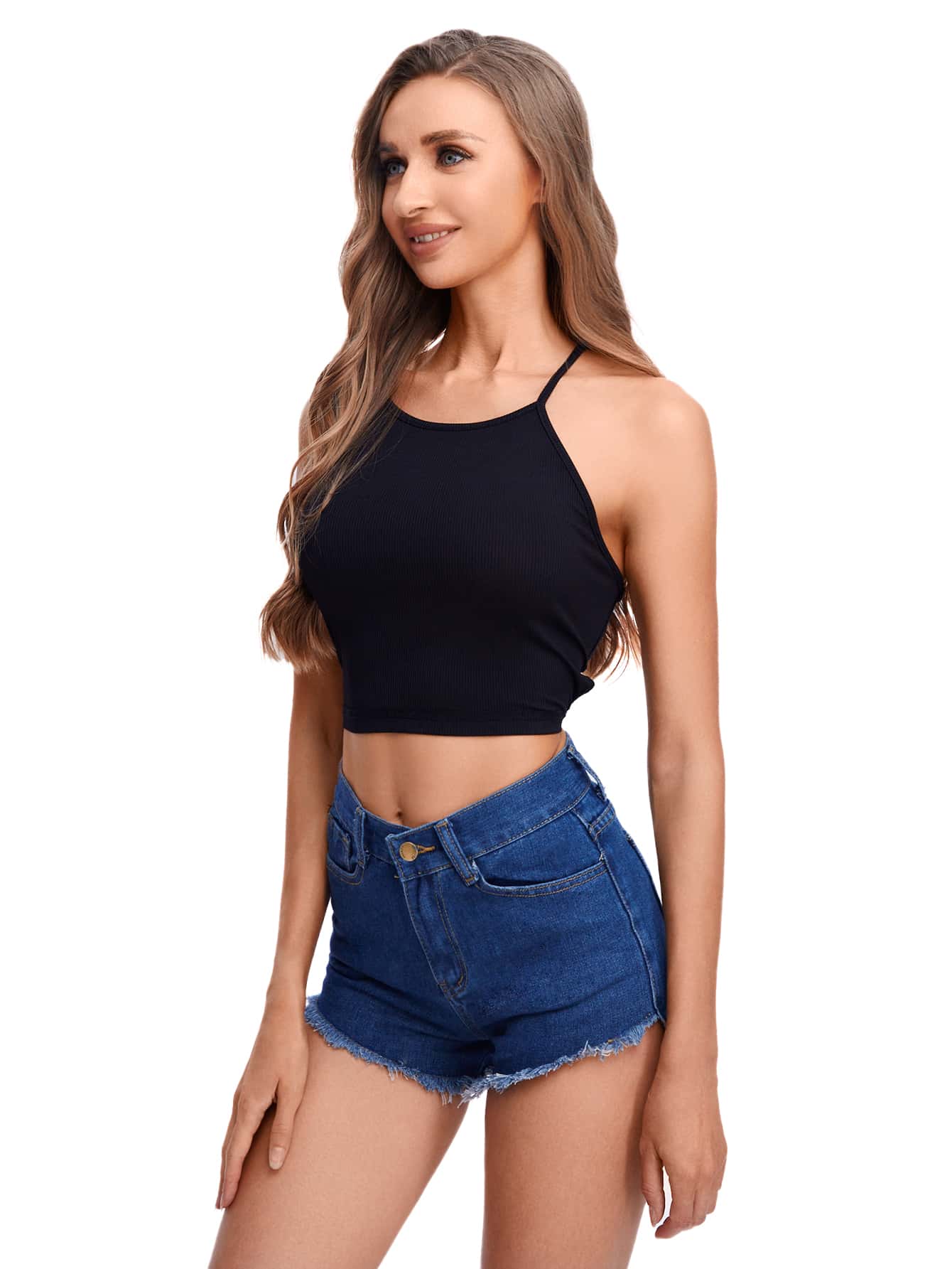 CoreRevo Women's Lace Up Backless Crop Cami Top - Image 3