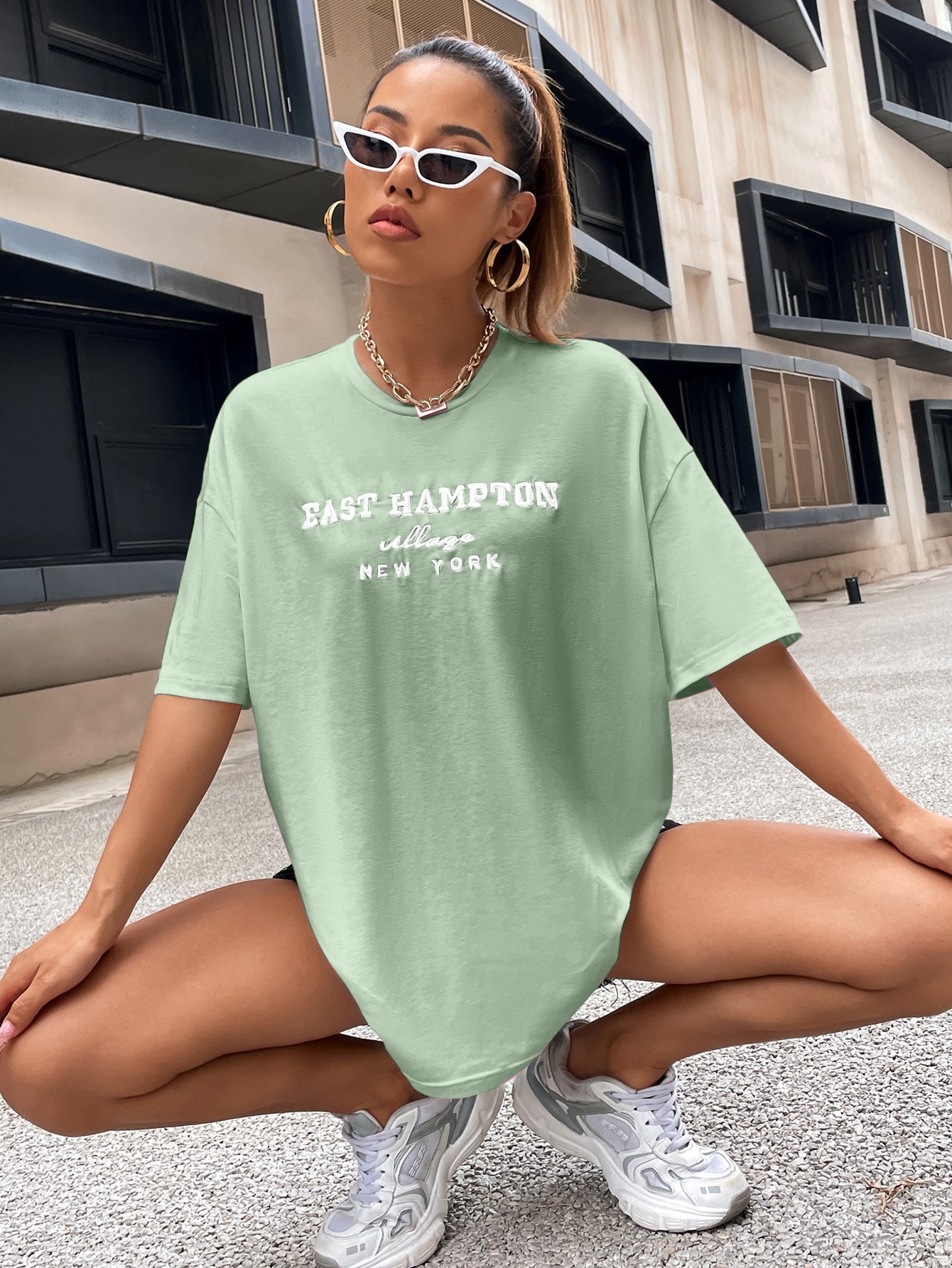 CoreRevo Women's Oversized Letter Graphic Tees Embroidery Short Sleeve Shirts Tops - Image 5