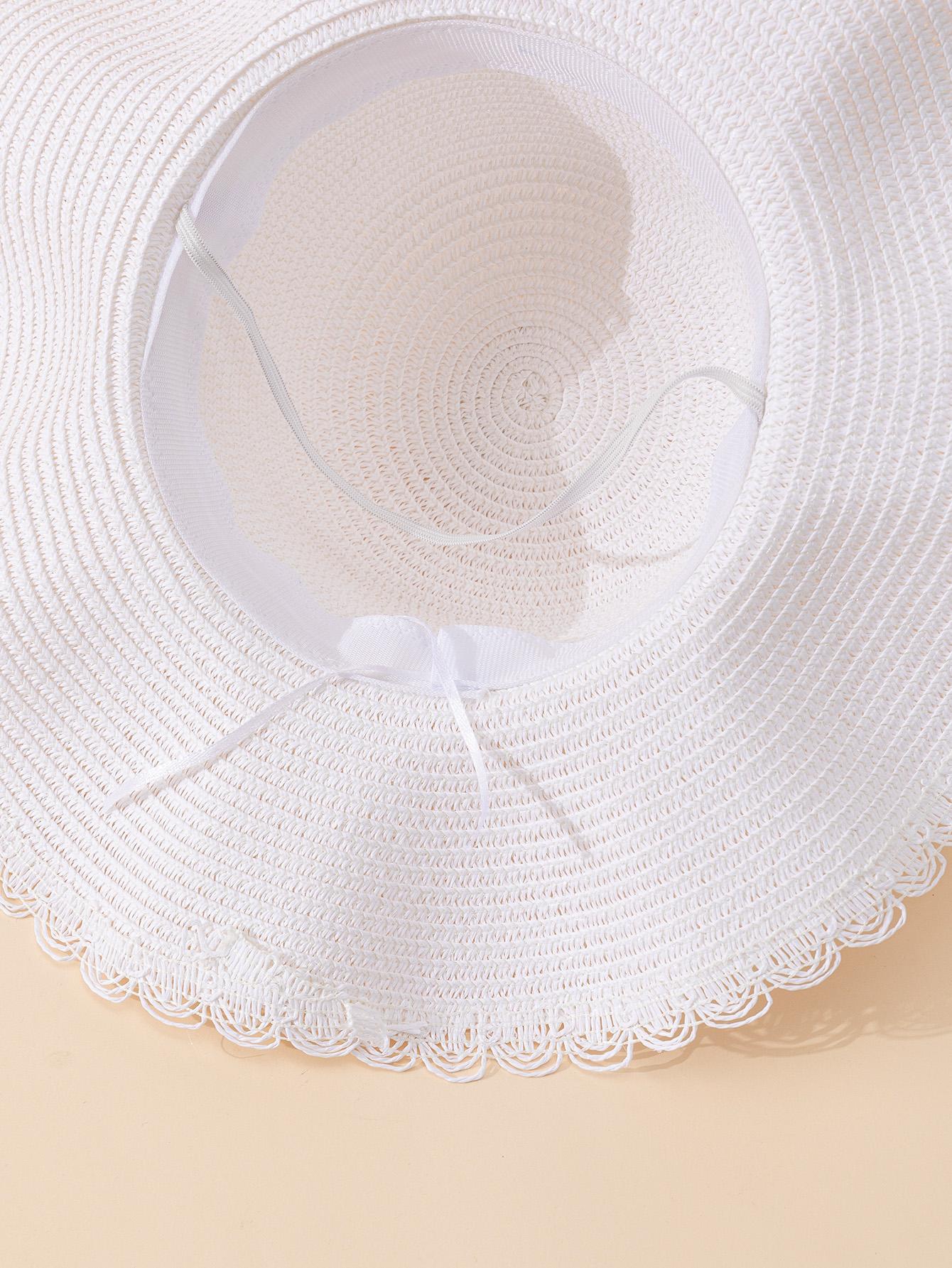 CoreRevo Women's Summer Bow Tie Straw Hats Wide Brim Foldable Sun Protection Floppy Beach Hat - Image 4