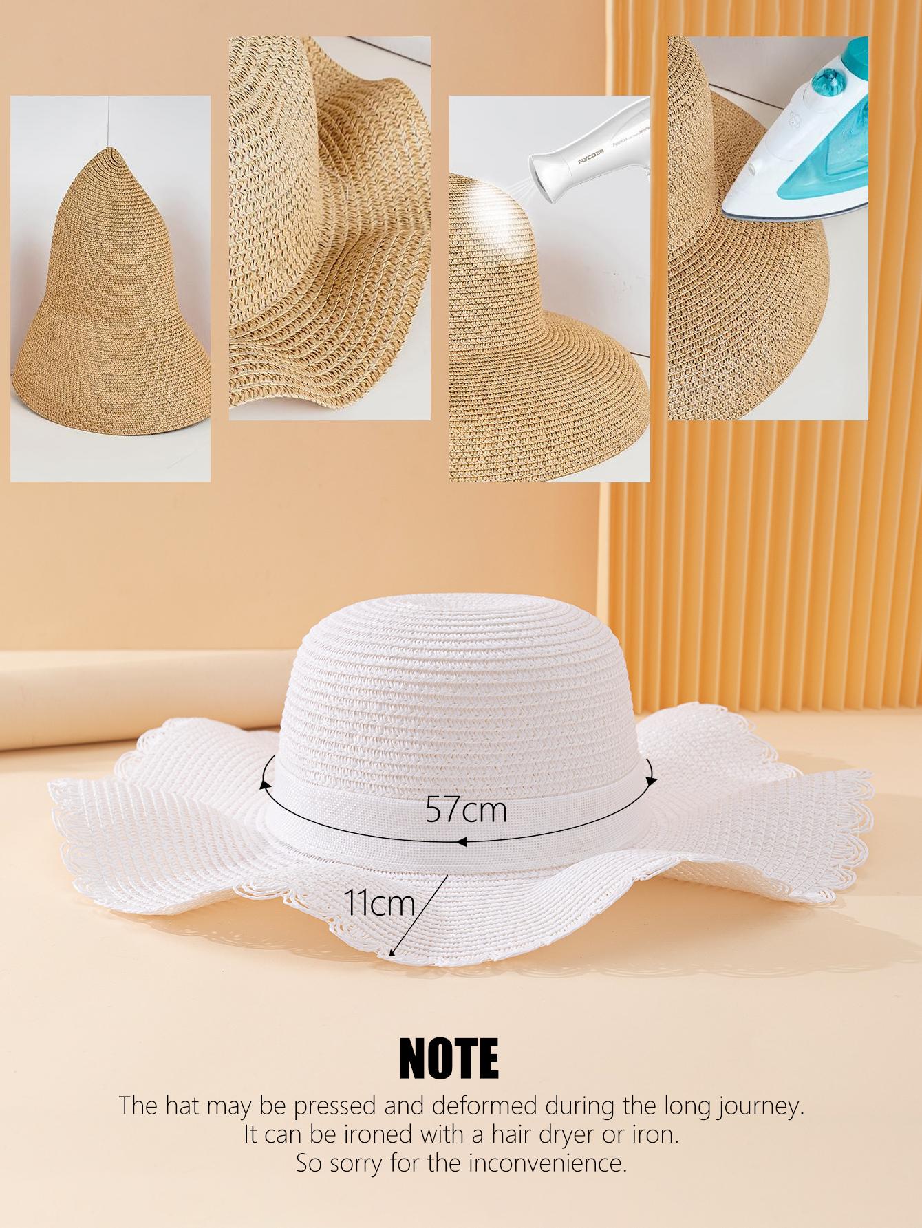 CoreRevo Women's Summer Bow Tie Straw Hats Wide Brim Foldable Sun Protection Floppy Beach Hat - Image 5
