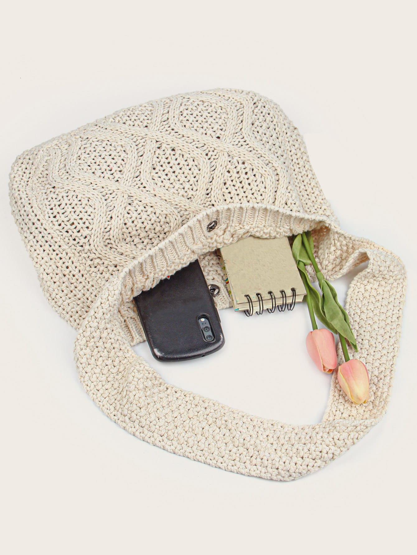 CoreRevo Women's Crochet Shoulder HandBags Hobo Knitted Tote Bag Shopping Bags - Image 4