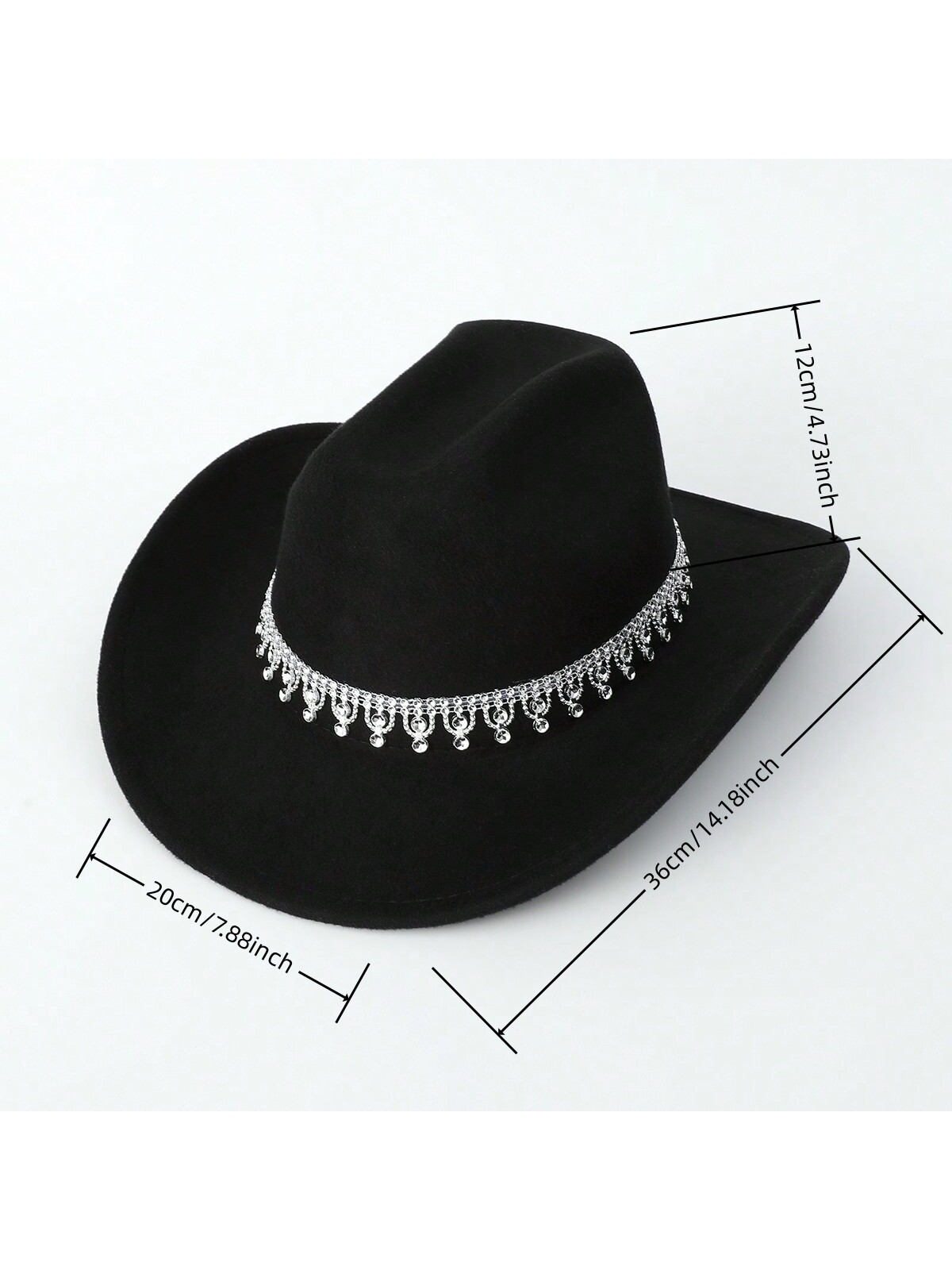 CoreRevo Women's Western Boho Cowboy Hat Rhinestone Sequin Wide Brim Cowgirl Hat - Image 4