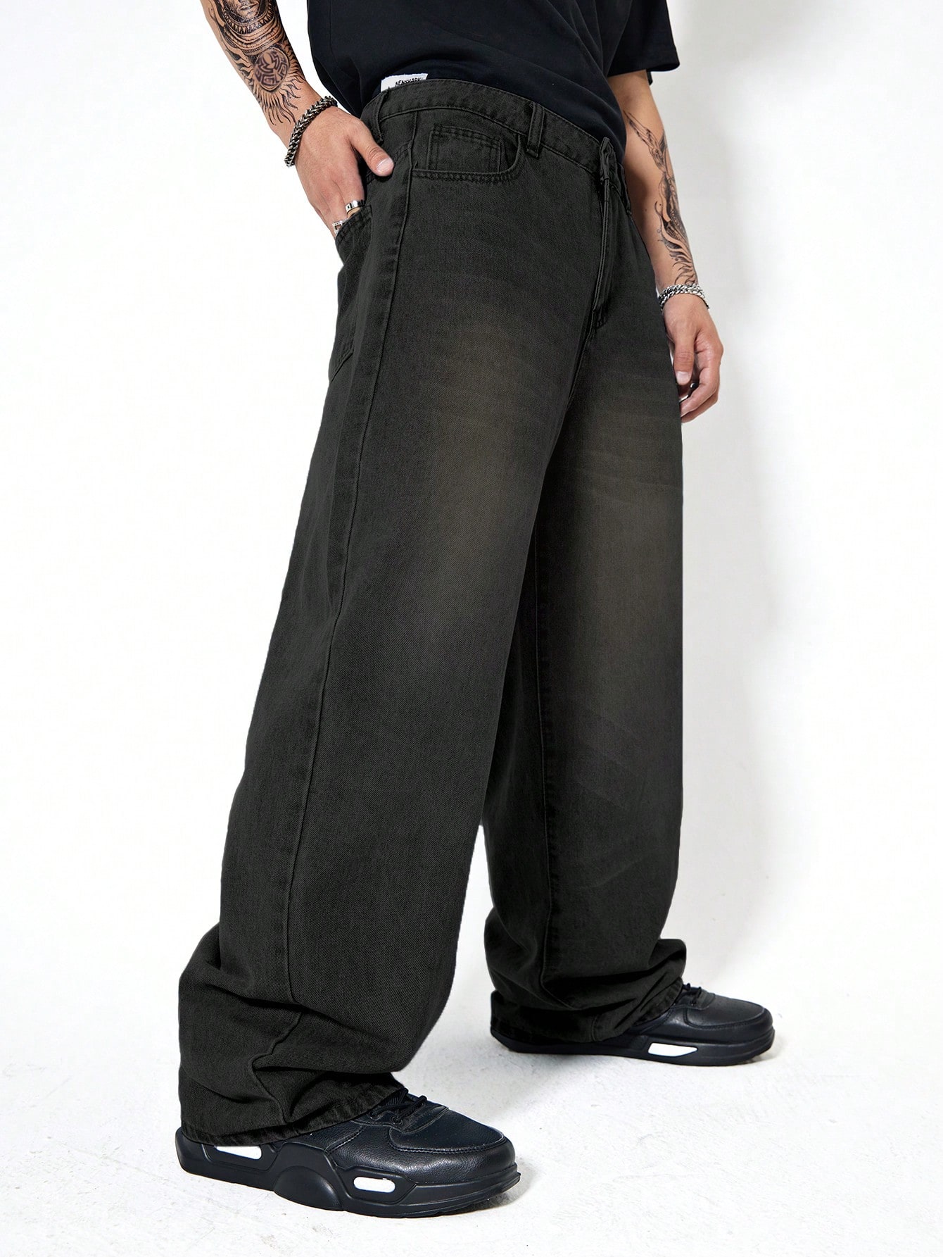 CoreRevo Men's Casual Loose Jeans Baggy Straight Leg Denim Pants Long Trousers