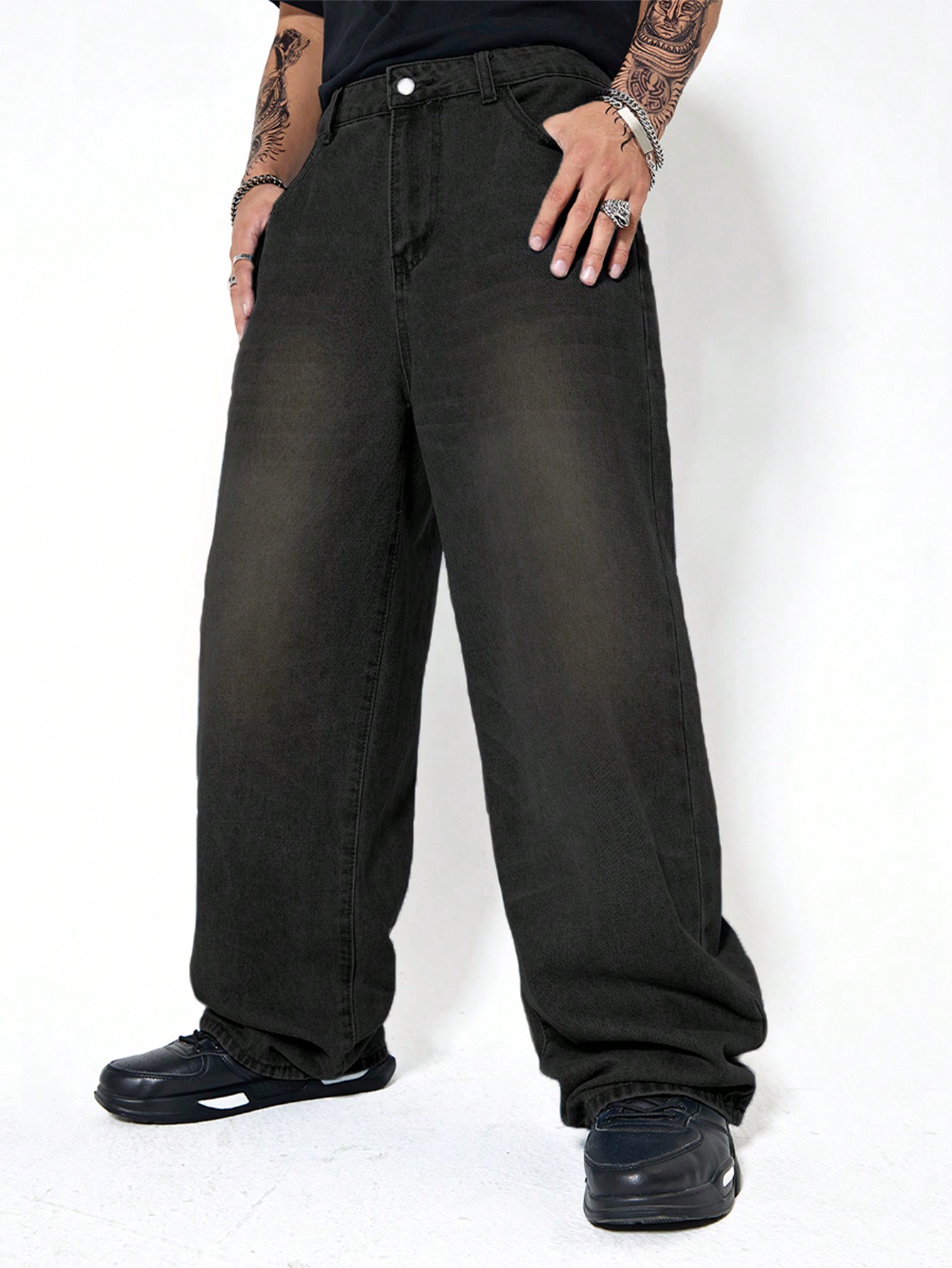 CoreRevo Men's Casual Loose Jeans Baggy Straight Leg Denim Pants Long Trousers - Image 4