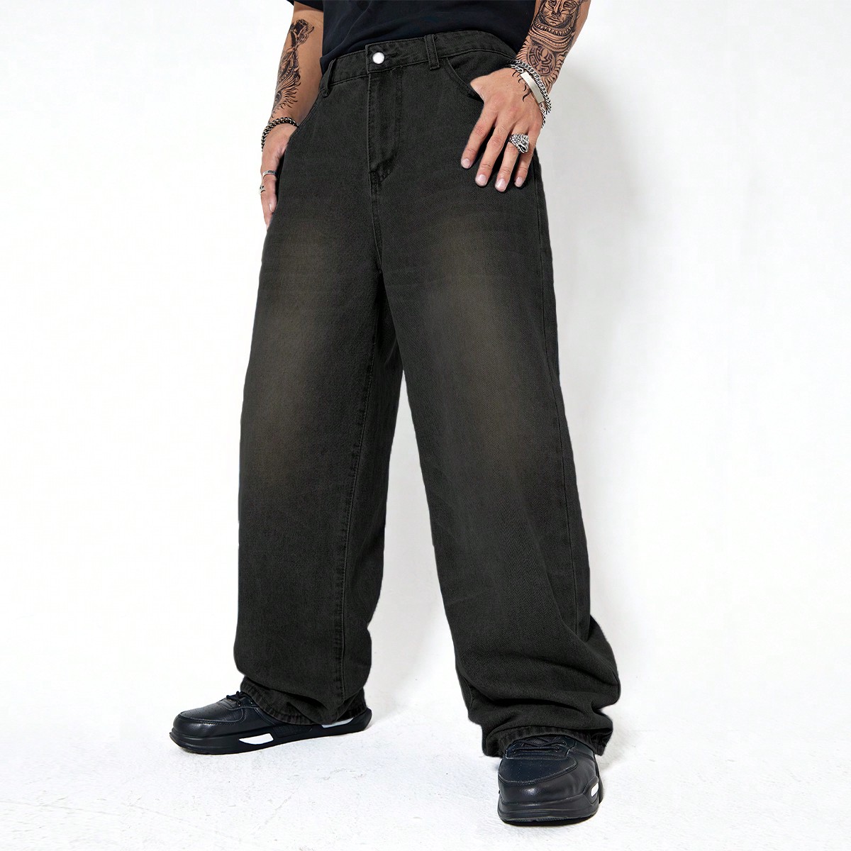 CoreRevo Men's Casual Loose Jeans Baggy Straight Leg Denim Pants Long Trousers - Image 5