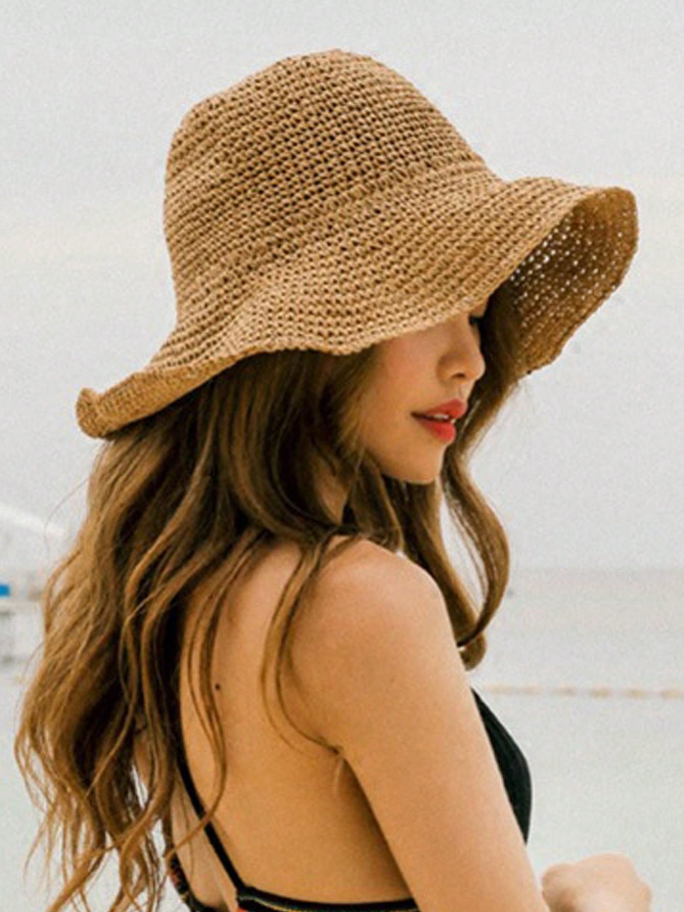 CoreRevo Women's Straw Foldable Hat Floppy Sun Protection Foldable Summer Cap
