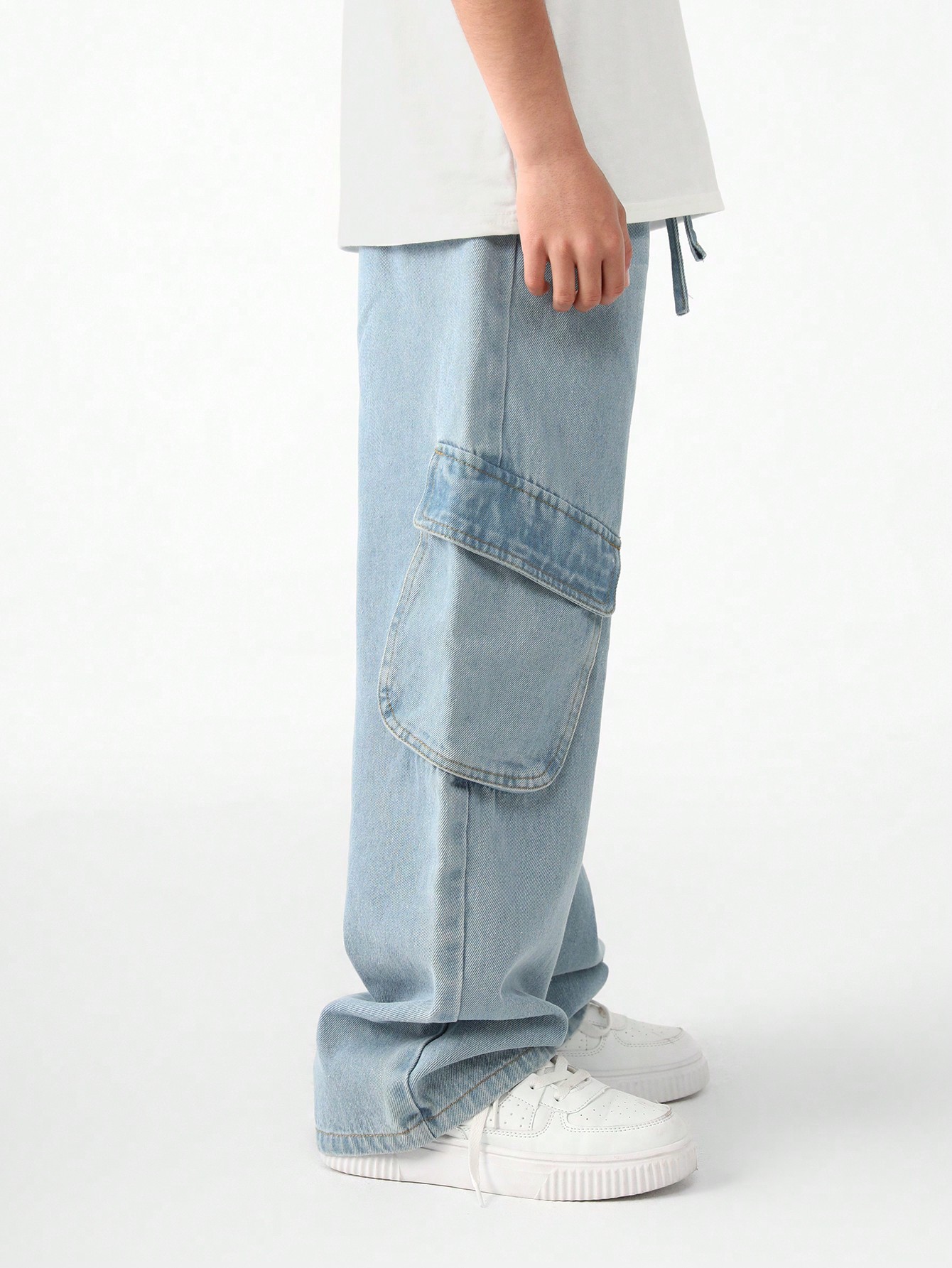 CoreRevo Boys Jeans Baggy Vintage Straight Leg Denim Cargo Pants with Pockets 8-14 Years - Image 4