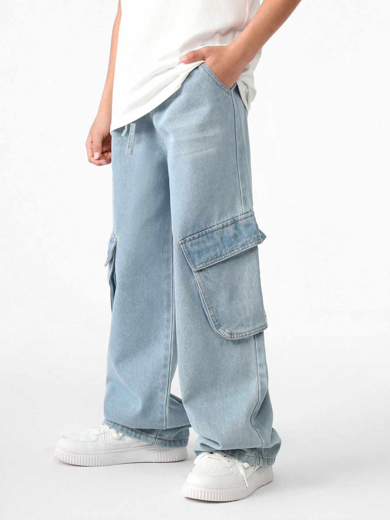 CoreRevo Boys Jeans Baggy Vintage Straight Leg Denim Cargo Pants with Pockets 8-14 Years - Image 5