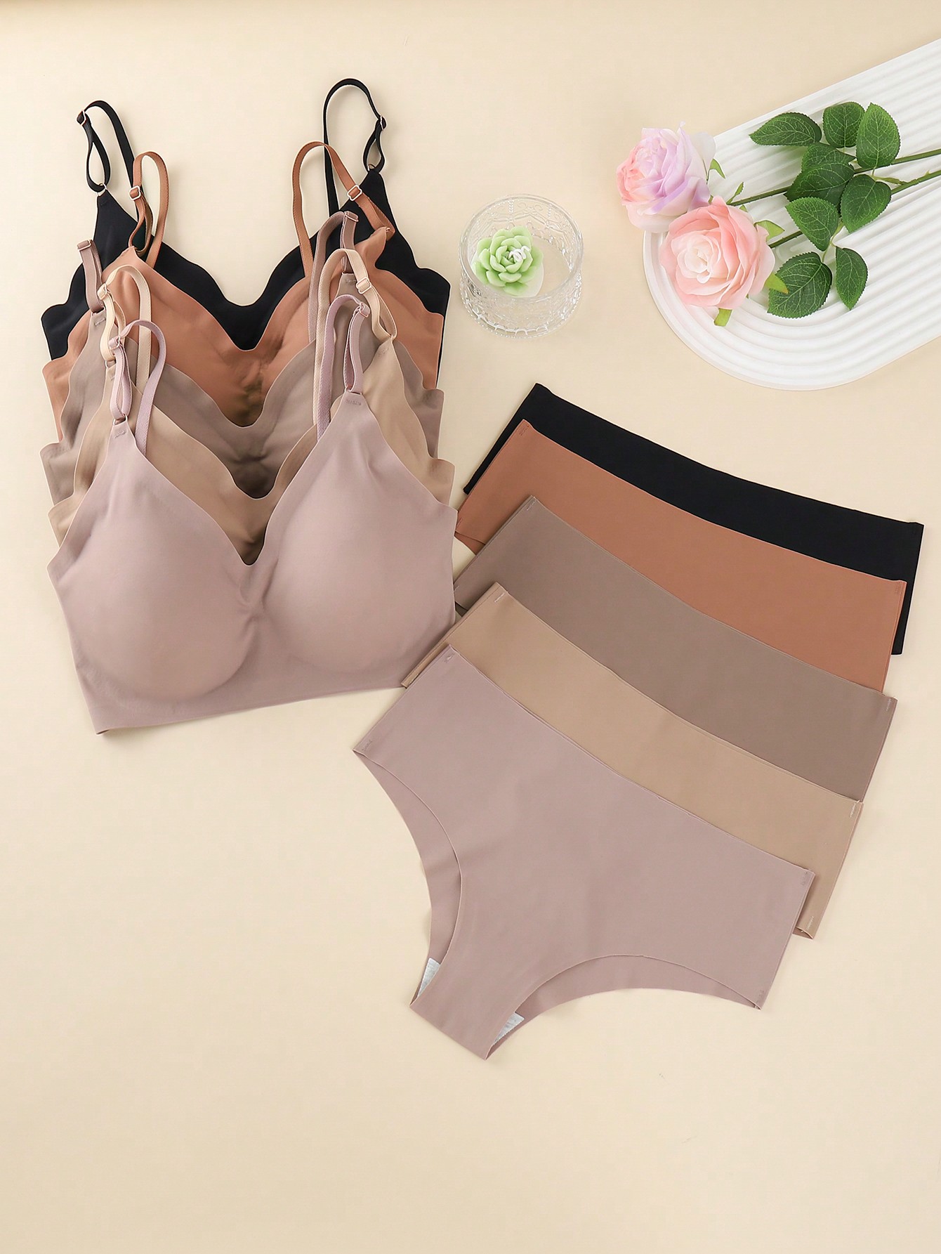 CoreRevo Women's 10 Piece No Show Sexy Lingerie Sets Seamless Wireless Bra and Panty Set