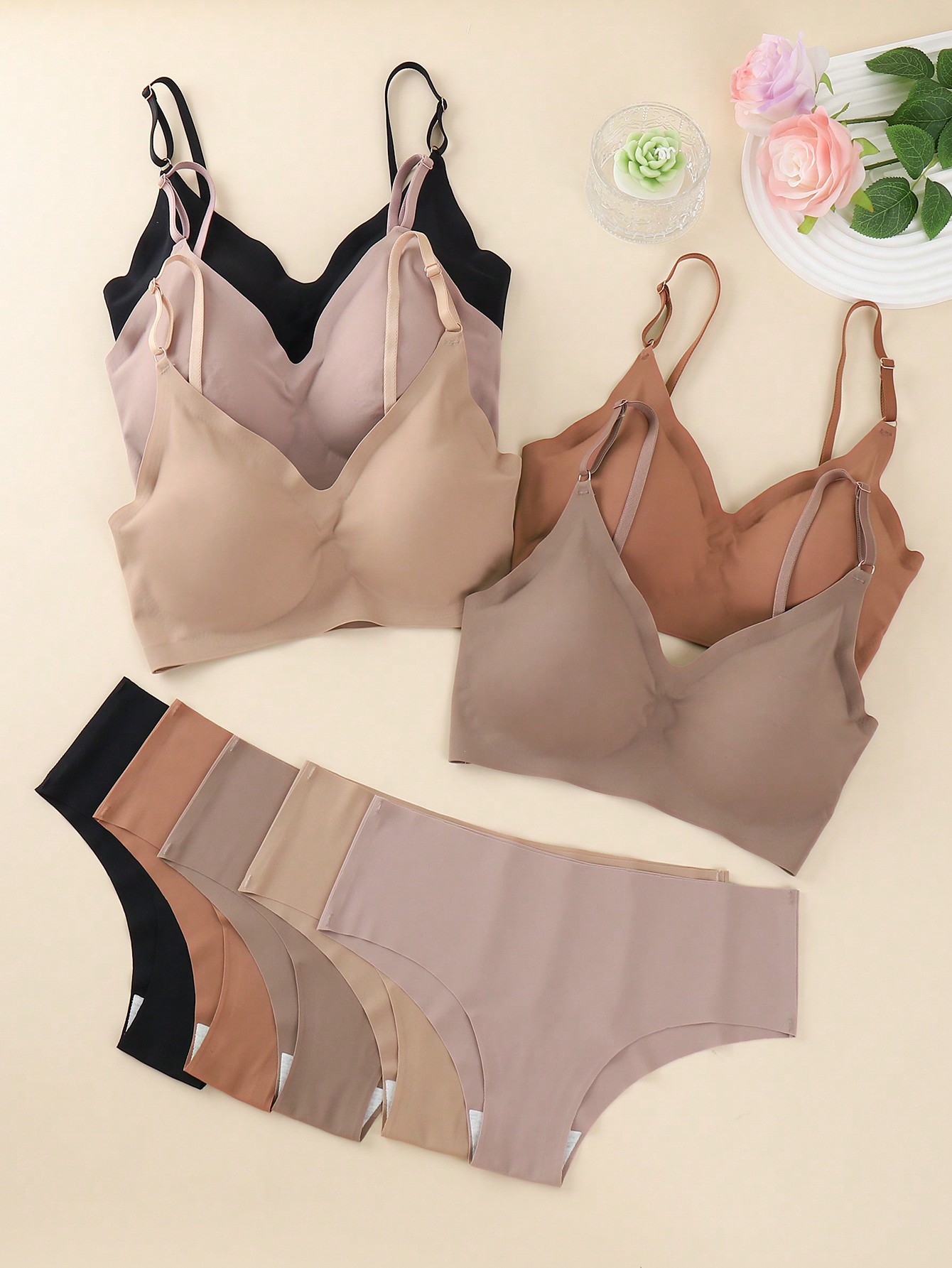 CoreRevo Women's 10 Piece No Show Sexy Lingerie Sets Seamless Wireless Bra and Panty Set - Image 4