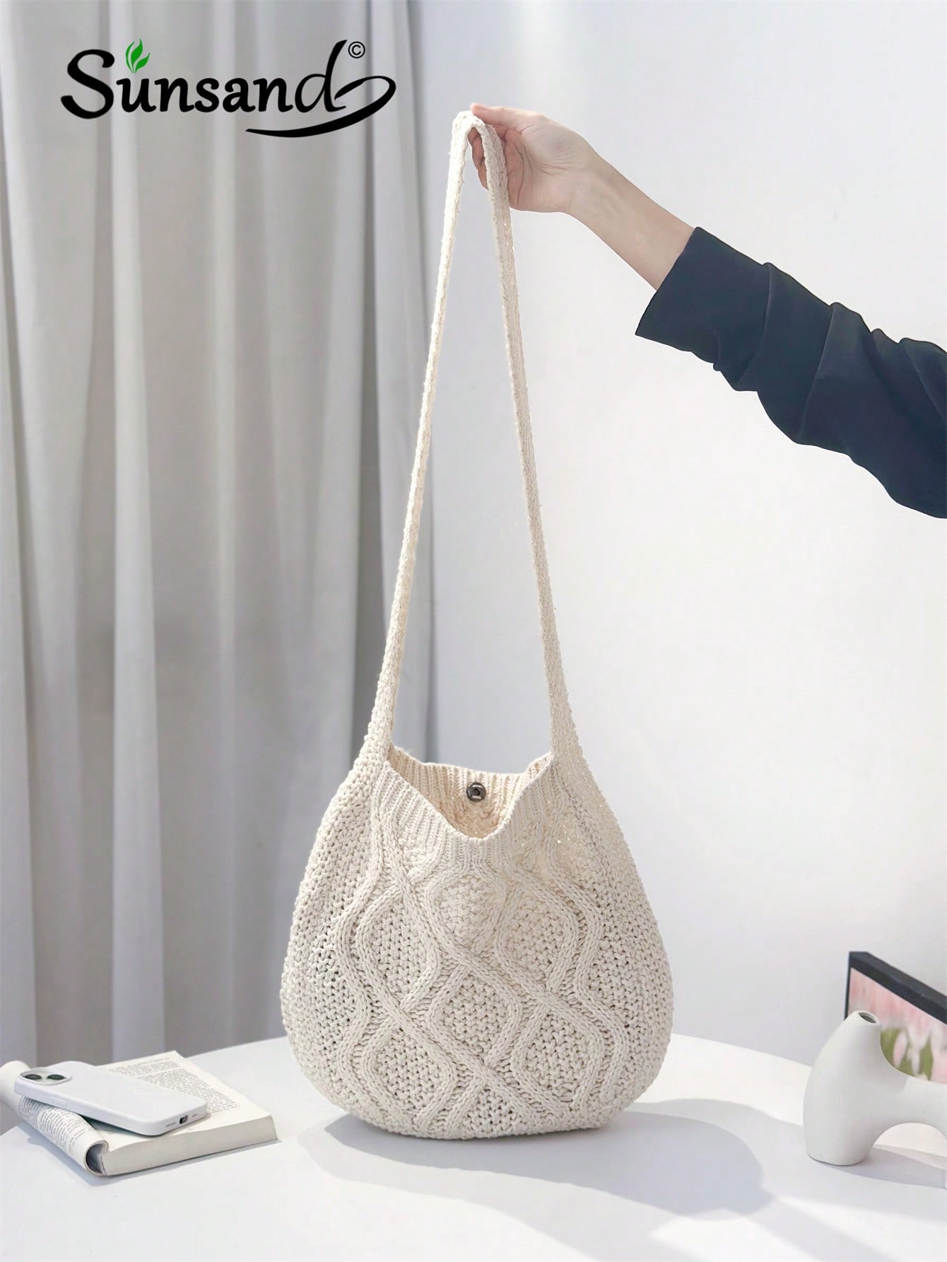CoreRevo Women's Crochet Shoulder HandBags Hobo Knitted Tote Bag Shopping Bags