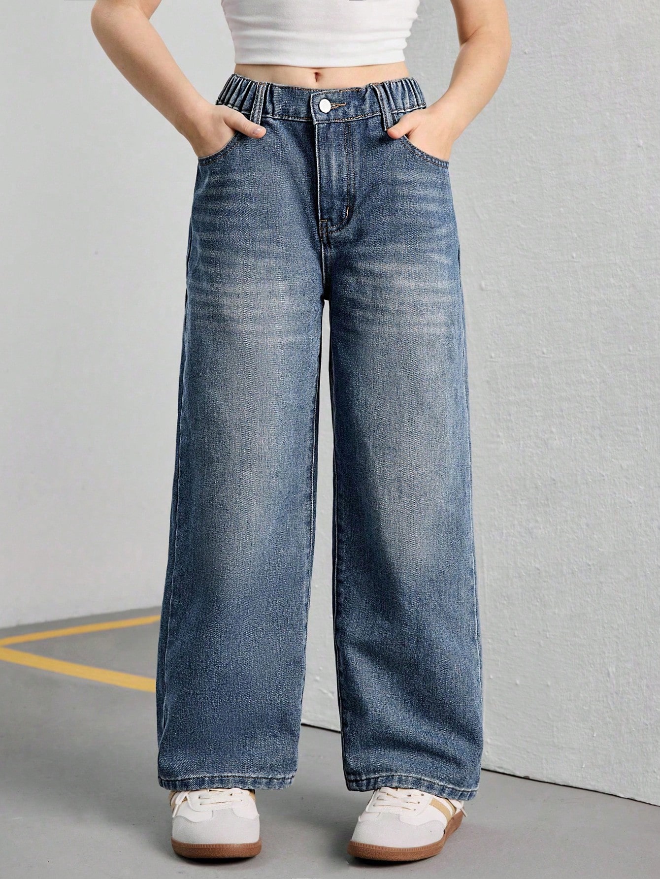 CoreRevo Girl's Vintage Wide Leg Baggy Jeans Loose Denim Pants with Pockets - Image 3