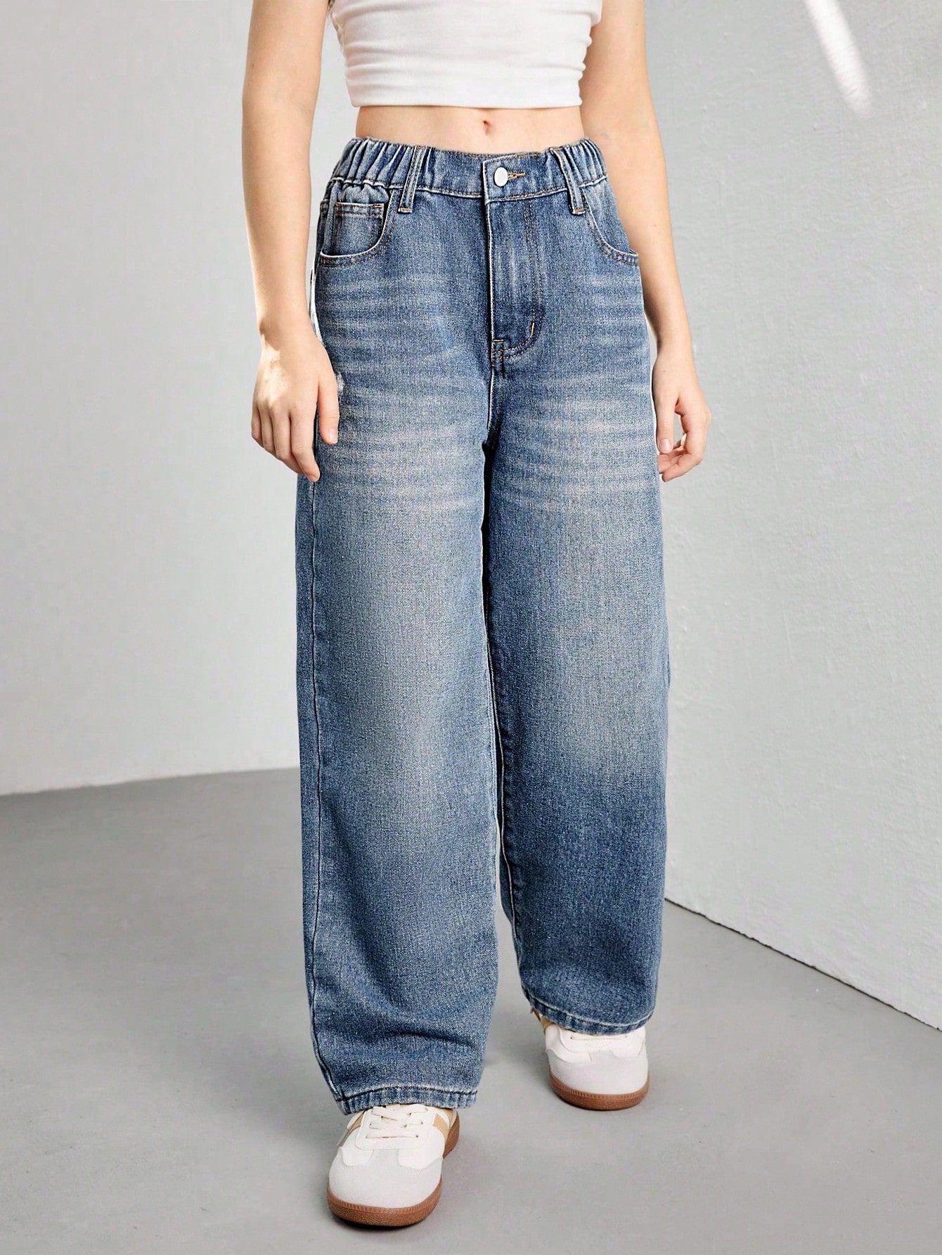 CoreRevo Girl's Vintage Wide Leg Baggy Jeans Loose Denim Pants with Pockets - Image 4