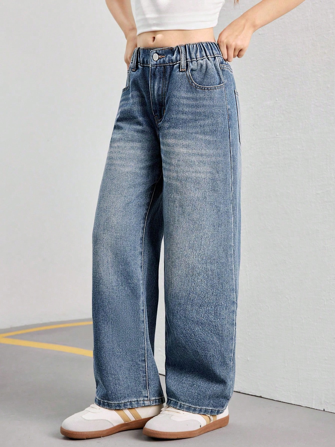 CoreRevo Girl's Vintage Wide Leg Baggy Jeans Loose Denim Pants with Pockets - Image 5