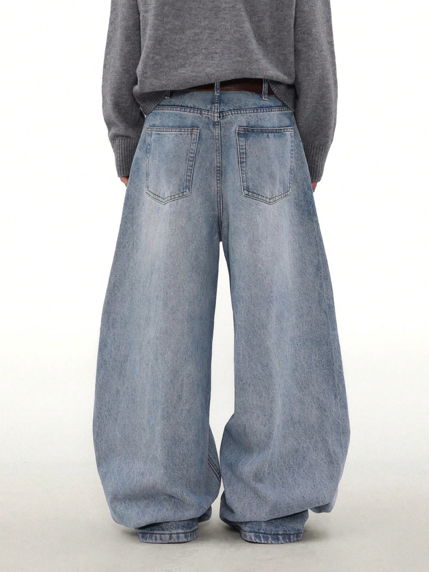 CoreRevo Men's Vintage Baggy Jeans Grunge Streetwear Wide Leg Denim Pants with Pockets - Image 5