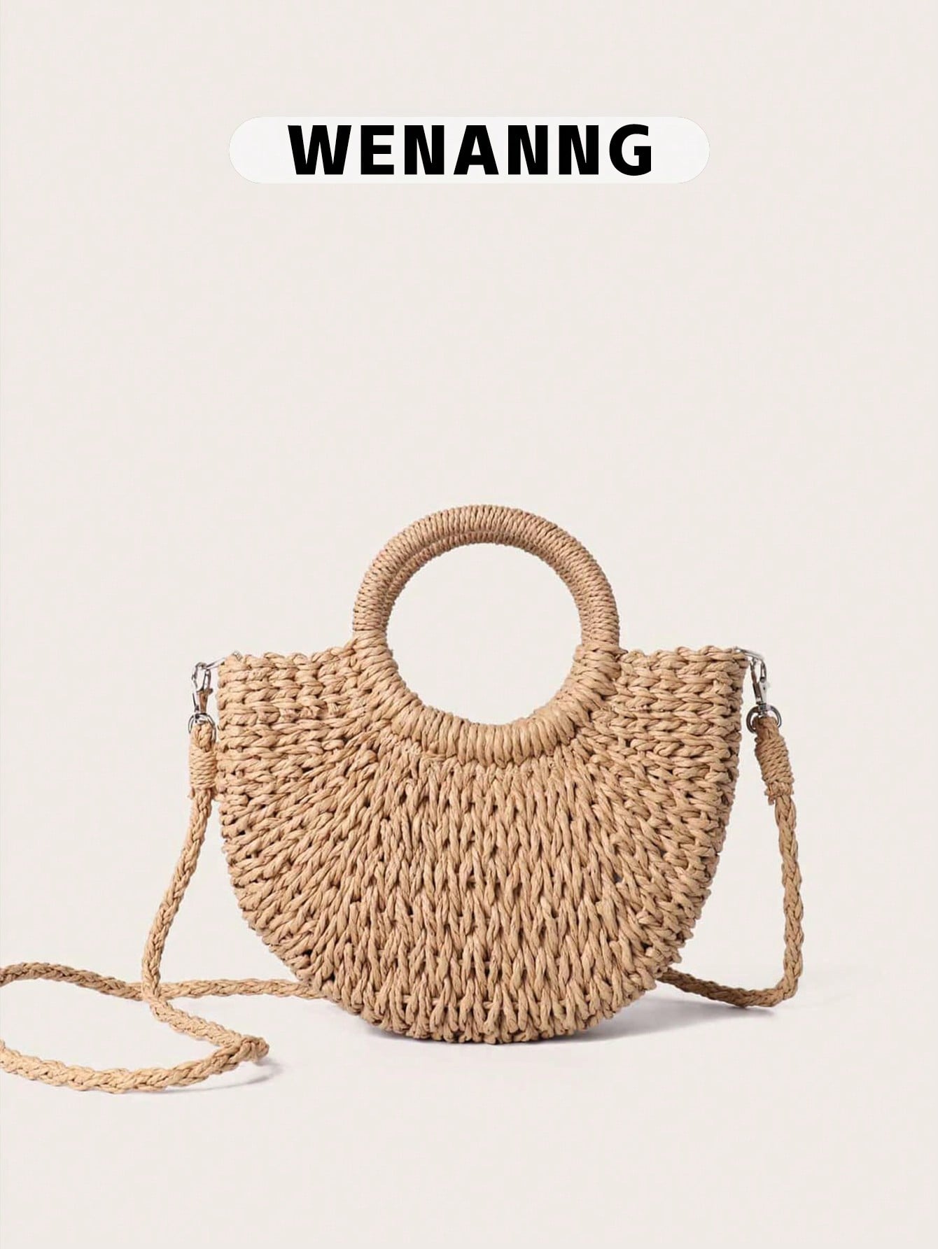 CoreRevo Women's Half Round Straw Crossbody Bags Travel Beach Purse Shoulder Bag